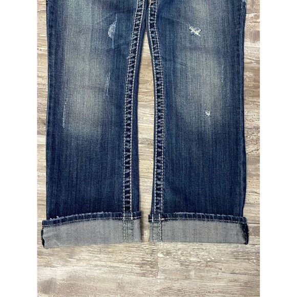 Silver Tuesday Capri Jeans Low Rise Distressed Cuffed Rolled Women’s Size W25 - Picture 3 of 9